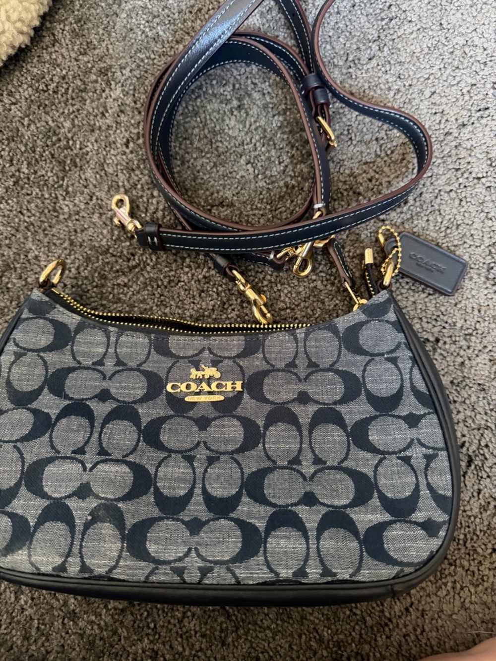 Coach Black Signature Denim Teri Small Shoulder Bag - Picture 2 of 8